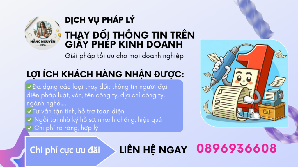 Dịch vụ thay đổi thông tin trên giấy phép